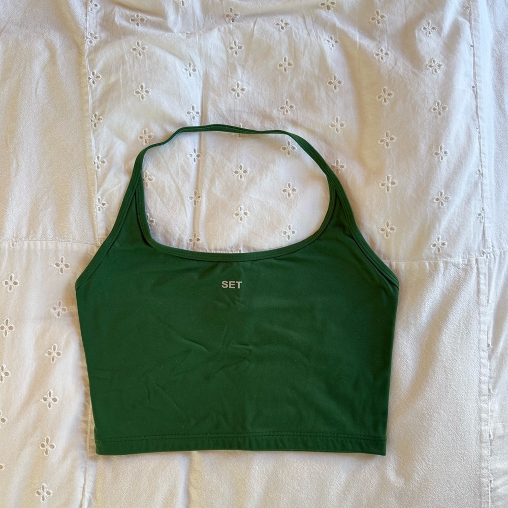 SET Active Forest Green Sporty Crop Top